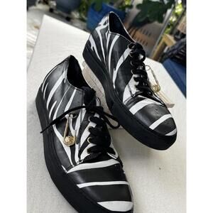 Versus Versace Zebra Stripe Lion Head Sneakers Low Top shoes Sz 42 mens sz 9